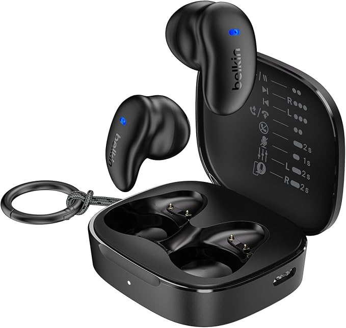 Belkin SoundForm Anywhere Wireless Bluetooth Headphones, Lightweight, Comfortable to Wear, All Day, IPX4 Certified, for iPhone, iPad, Tablets, Laptops, Bikes, Sports, etc. - Black - Image 1