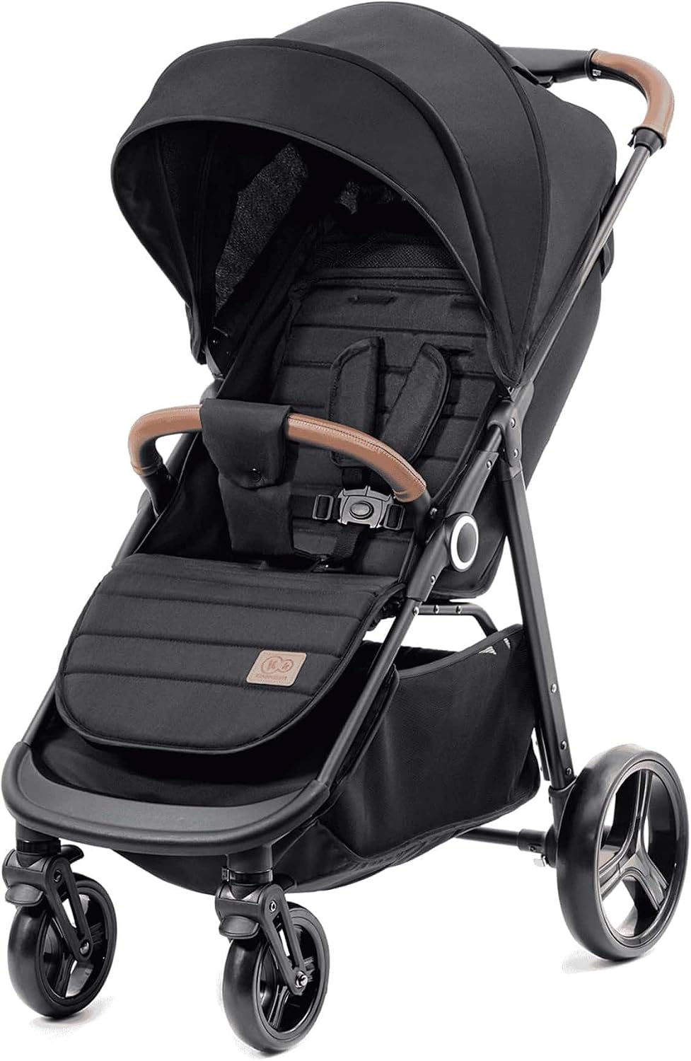Kinderkraft GRANDE PLUS Pushchair Walking Stick from Birth up to 22 kg, One-Handed Folding, Extended Position, Extendable Hood, 4 Cushioned Wheels, Black - Image 1