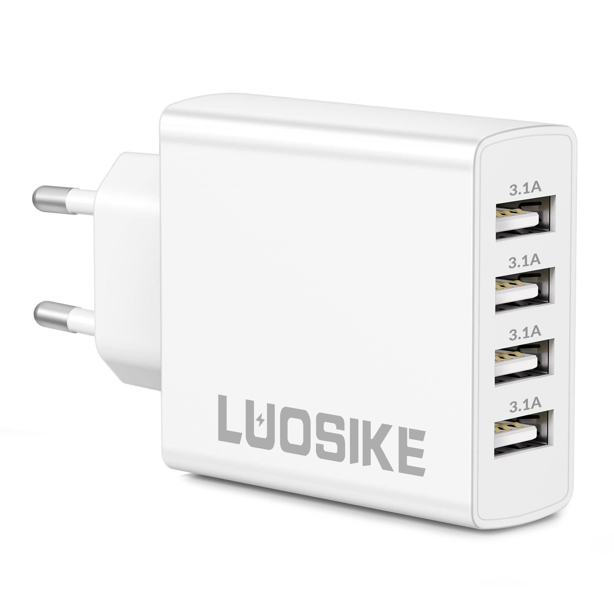 Multi-USB-A Charger, 4-Port USB Mains Socket 5V/3.1A for Kindle Smart Watch Earphones iPhone Samsung iPad, 15.5 W Multi-Socket Charger Multi Adapter Dual Fast Power Supply - Image 1