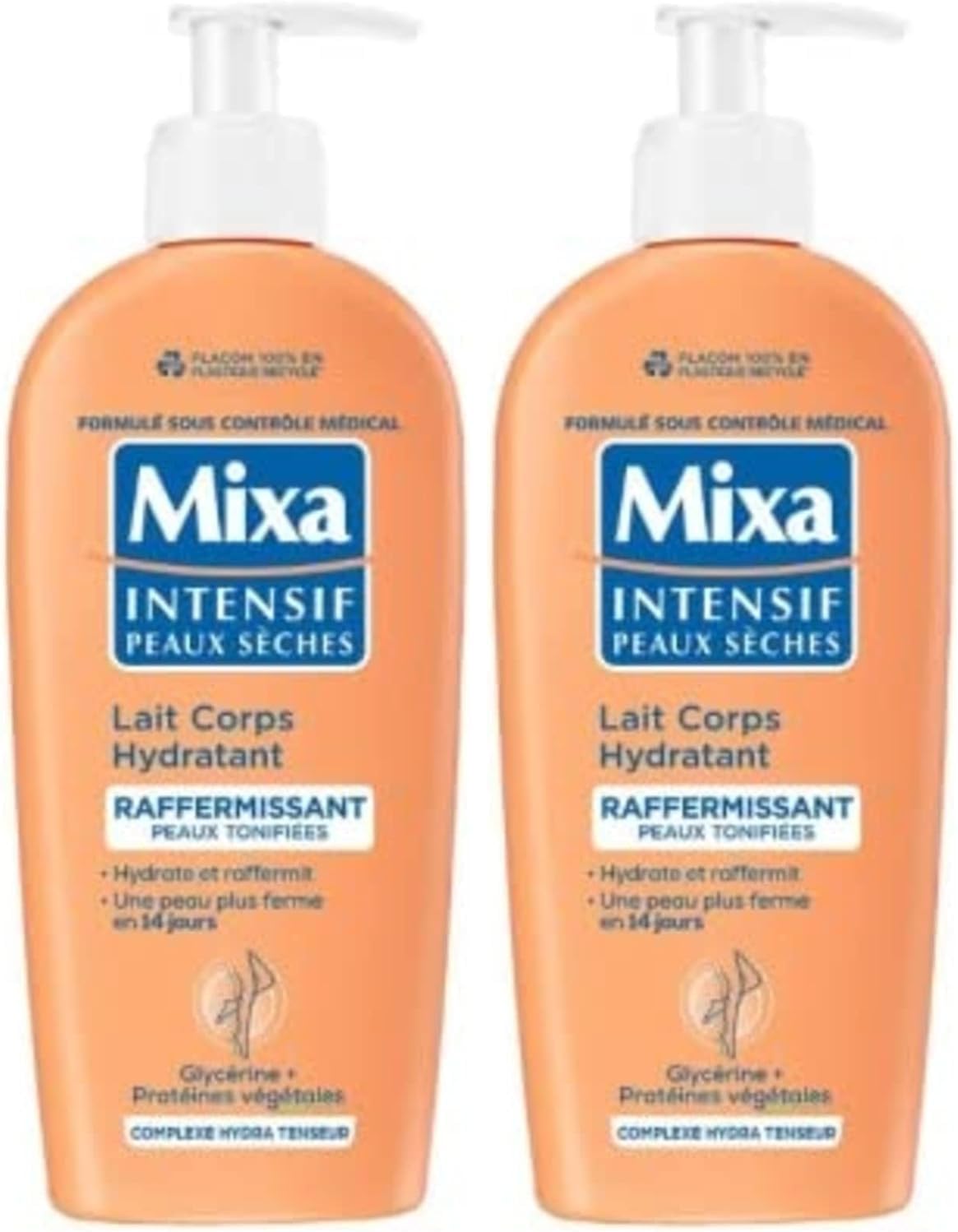 Mixa Intensif Peaux Sèches Lait Corps Hydratant Raffermissant, 250 ml (Lot de 2) - Image 1