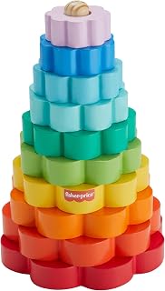 HXT77 Wooden Ring Stacker with 10 Pieces for Playing Stacking for Children from 18 Months - Image 1