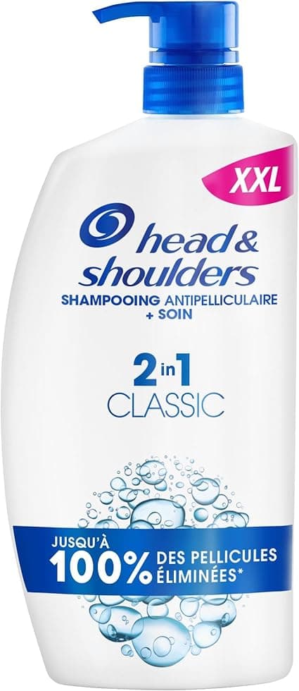 Head & Shoulders Classic 2 in 1 Anti-Dandruff Shampoo, All Hair Types, Pump 1000 ml. Up to 100% of Dandruff Eliminated, Clinically Proved. Daily Use. Refreshing