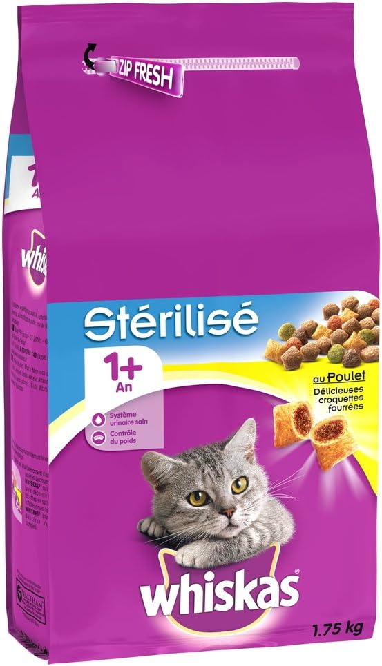 whiskas Chicken Food for Adult Cats Sterilised – Bag of 1.75 kg - Image 1