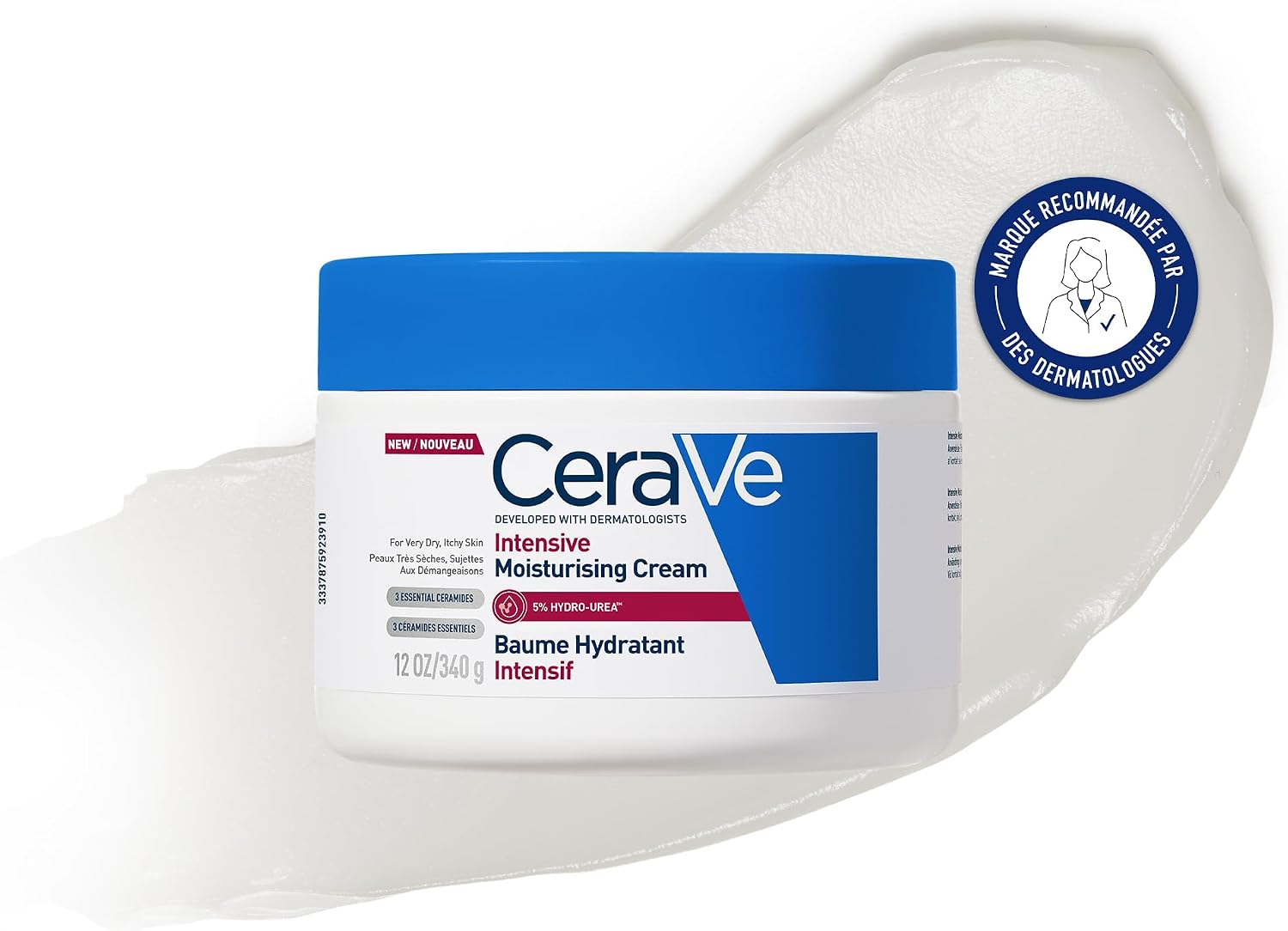 CeraVe - Intensive Moisturizing Balm Body & Face - Very Dry, Itchy Skin - 72H Hydration - Shea Butter + 3 Ceramides + Hydro-Urea Boost - Fragrance-Free, Non-Comedogenic - 340g - Image 1