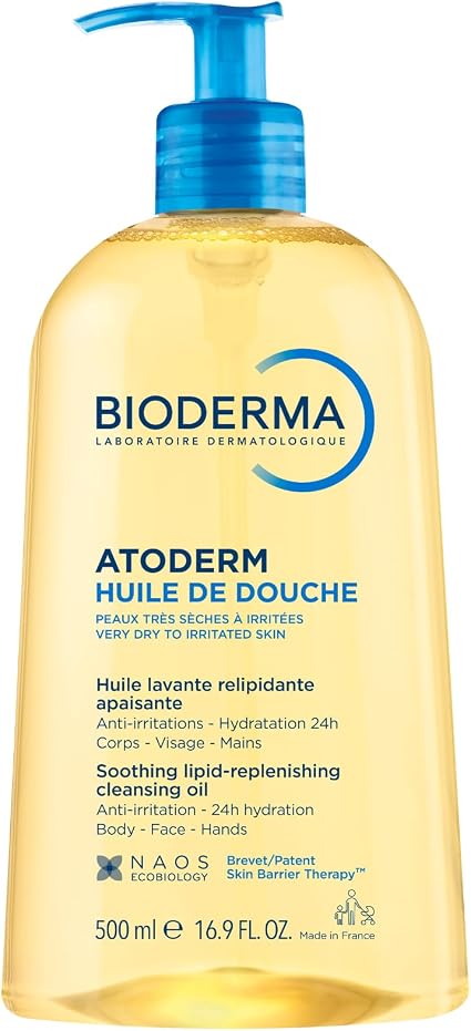 BIODERMA Atoderm Shower Oil - Soothing and Anti-Irritation Cleanser - Immediate Comfort From Use and 24 Hours of Hydration - Very Dry to Irritated Sensitive Skin - Pump Bottle 500ml - Image 1