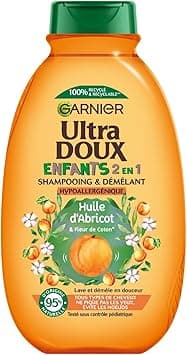 Garnier Ultra Doux 2-in-1 Shampoo & Detangler for Children - All Hair Types - With Apricot Oil & Cotton Flower - Hypoallergenic - 300 ml
