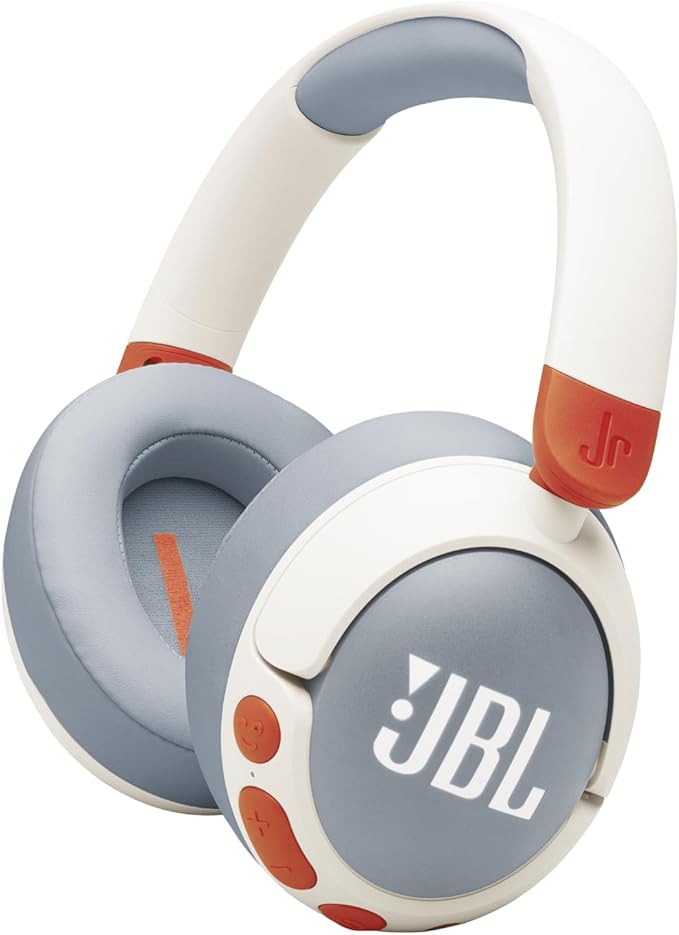 JBL Junior 470 NC Wireless Bluetooth Supra-Ear Headphones for Kids, Active Noise Reduction, Built-in Microphone, 50 Hours Playtime, JBL Safe Sound, Volume Limiter, Sticker Set, White - Image 1