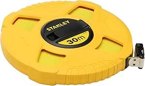 STANLEY 0-34-297 Fiberglass Tape Measure 30 m Fluorescent Yellow – PVC Coated – Anti-Corrosion – Anti-UV and Non-Conductive – Class III – Shockproof ABS Case
