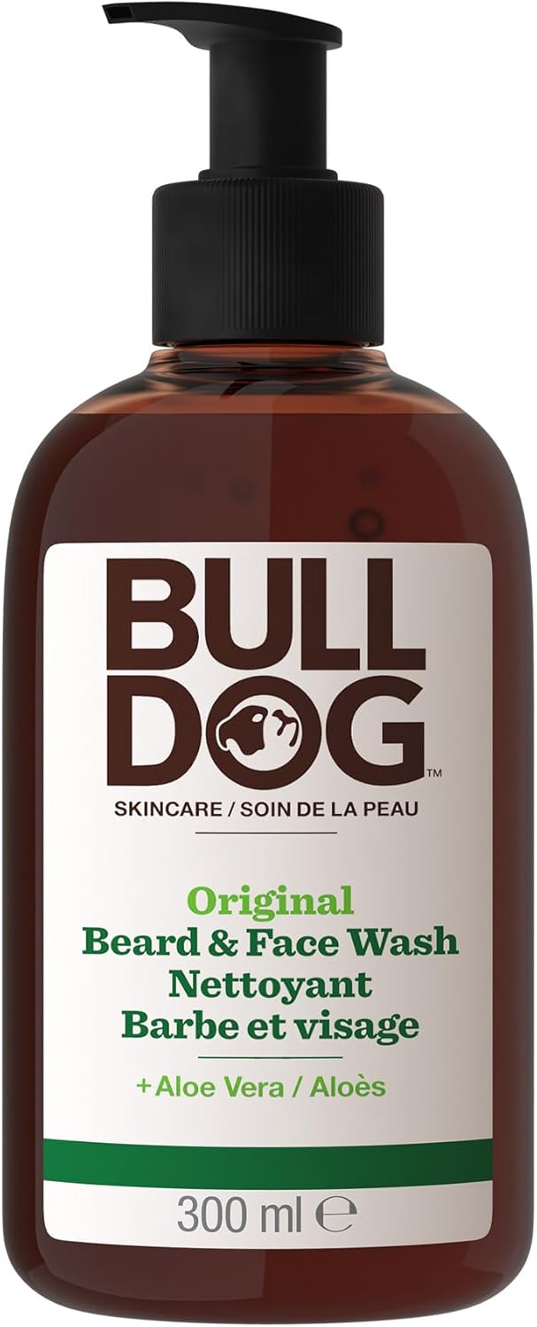 Bulldog SKINCARE Nettoyant 2 en 1 Barbe et Visage pour hommes, 300ml, enrichi à l'aloe vera, pour tous les types de barbe, élimine la saleté et le sébum. - Image 1