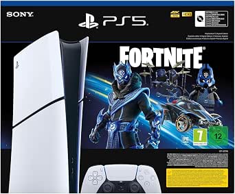 Playstation Sony, 5 Édition Numérique, Fortnite Cobalt Star, PS5 avec 1 Manette Sans Fil DualSense, Couleur : Blanche - Image 1