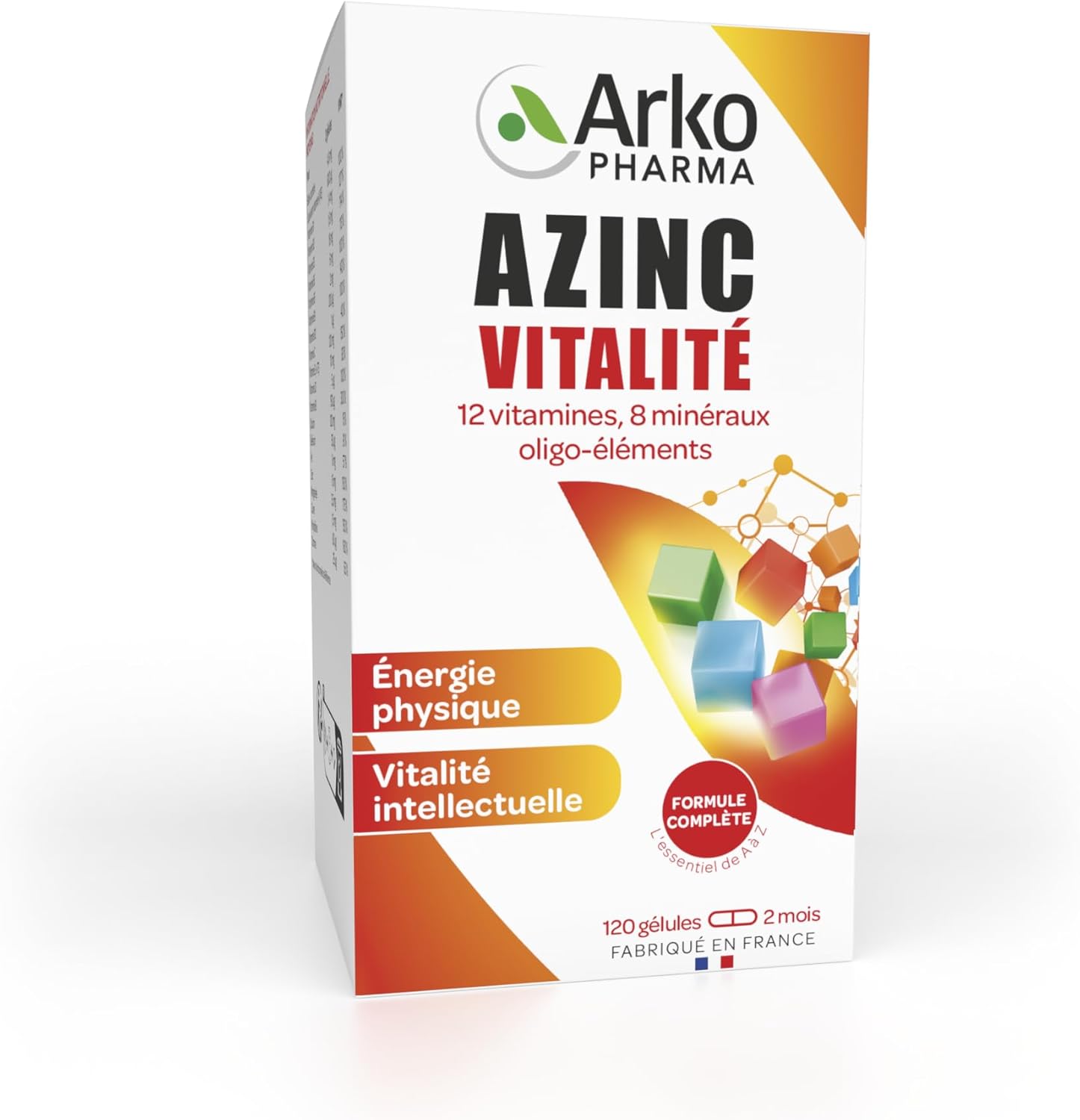 Azinc Vitalité - Réduit la fatigue due au surmenage, soutient les performances intellectuelles, dès 15 ans - 120 gélules - Image 1