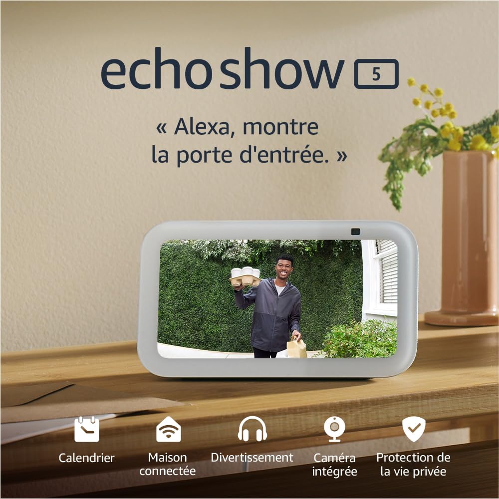 Echo Show 5 (3rd Gen) | Compact Smart Touch Screen with Alexa for Control of Your Smart Home and More | White - Image 1