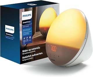 SmartSleep Wake-up Light HF3521/01 Wake-up Light, Colorful Simulation of Sunrise, 20 Brightness Levels, 6 Natural Sounds, Night Light Function - Image 1