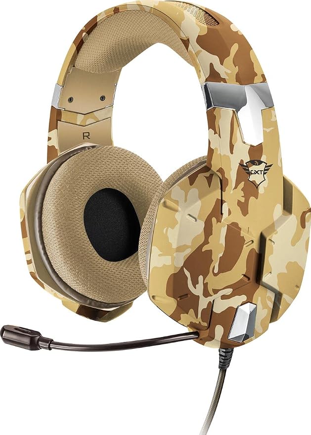 Trust Gaming GXT 322D Carus Gaming Headset Mic for Consoles and PC, Wired, 3.5mm Jack, Cable 1m, Flexible Microphone for PS4, PS5, Xbox Series X, Xbox One, Nintendo Switch - Desert Camo - Image 1