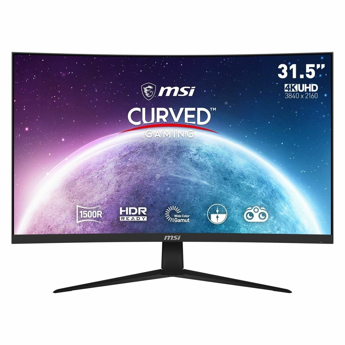 MSI G321CUV Curved 31.5" UHD Gaming Monitor - VA Panel 1500R, 3840x2160, 60Hz/4ms, 16:9, Adaptive-Sync - DisplayPort 1.2a, HDMI 2.0b - Image 1
