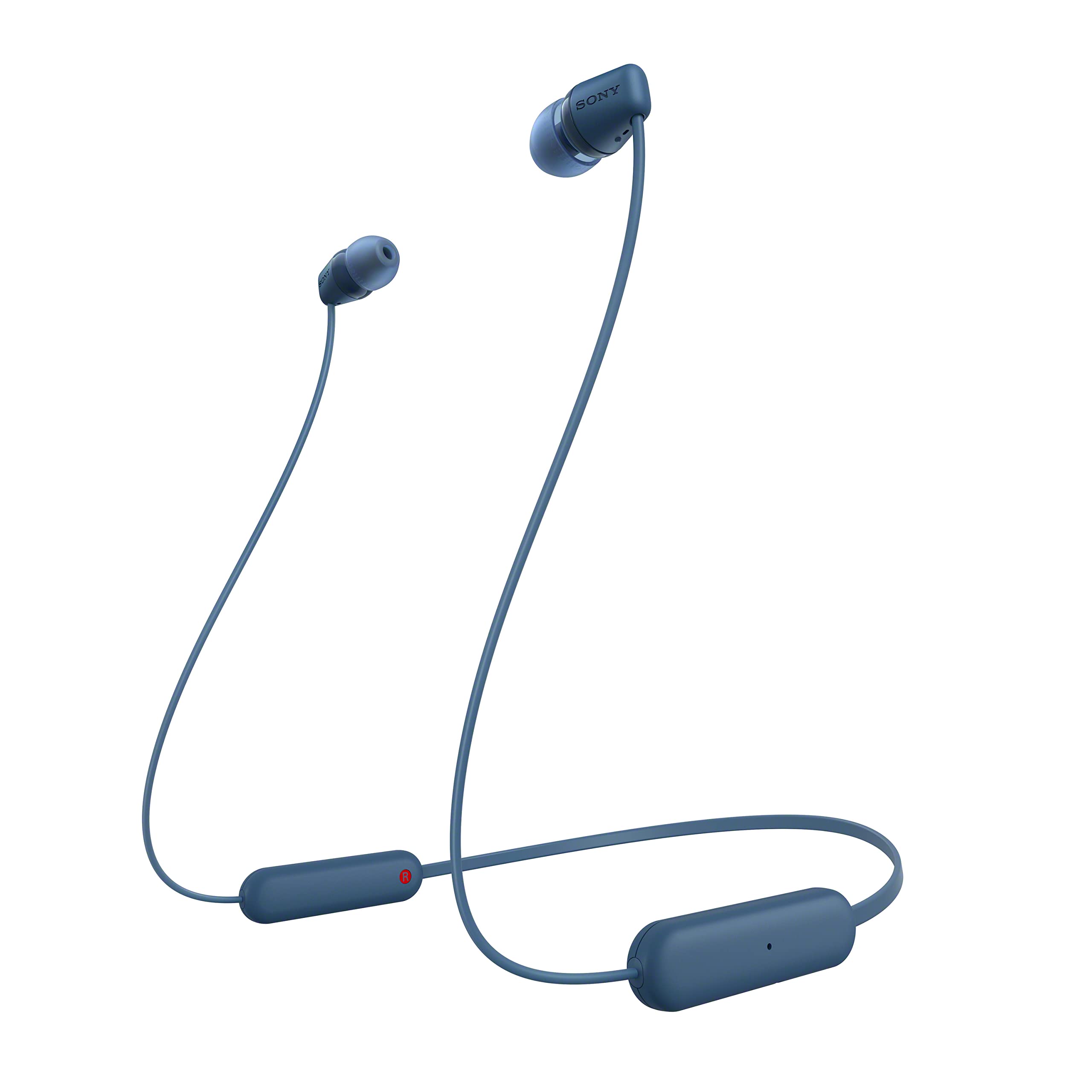 Sony WI-C100 Wireless Bluetooth Earphones - Up to 25 Hours of Battery Life - Built-in Microphone for Phone Calls - Compatible with Voice Assistants - Blue - Image 1