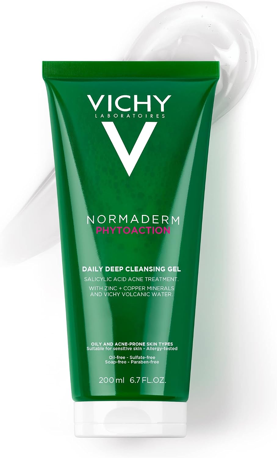 Vichy, Normaderm Phytosolution, Gel Purifiant Intense, Nettoie et Purifie les Peaux Grasses à Tendance Acnéique, Élimine Imperfections et Excès de Sébum, Base Nettoyante d'Origine Végétale, 200 ml - Image 1