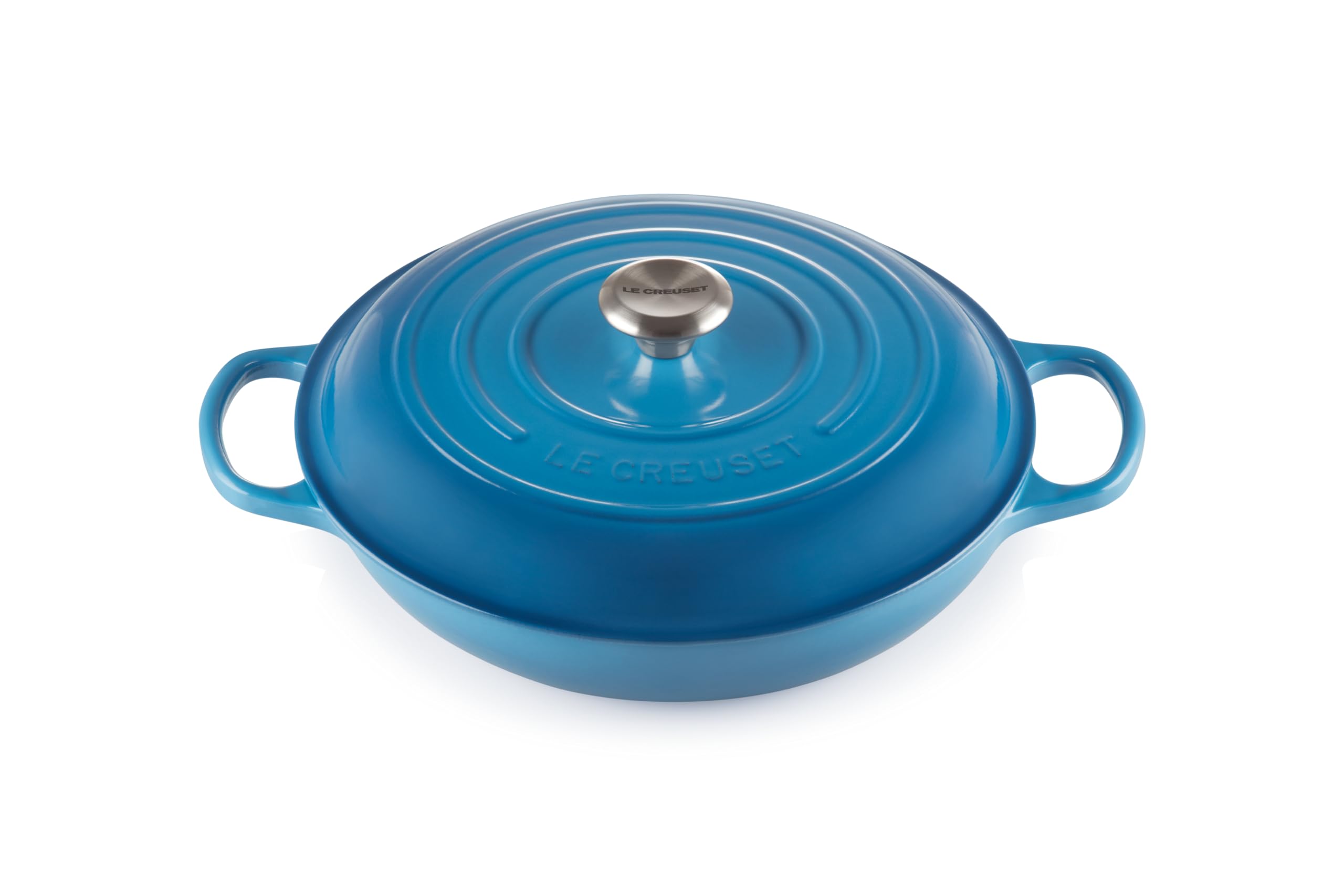 LE CREUSET Signature Enamelled Cast Iron Shallow Casserole with Lid, 30 cm, 3.2 Liters, Marseille Blue, 211803020 - Image 1