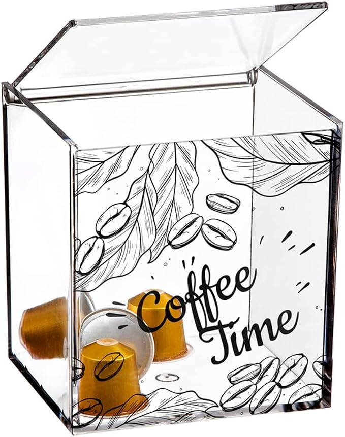 Tienda Eurasia - Clear methacrylate capsule dispenser, 10.5 x 12 x 13 cm, compatible with Nespresso and DolceGusto capsules - Image 1