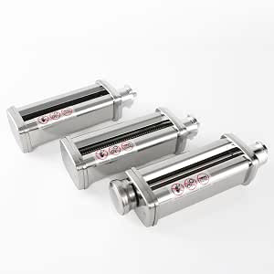 Eascandy 3-in-1 Pasta Accessory Set for Kenwood kMix | Stainless Steel Rolling Mill and Cutter Set | 8 Layers, Fettuccine and Linguine Accessories Compatible with Kenwood Robot - Image 1
