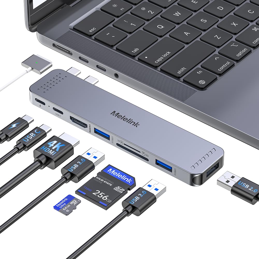 Mac HDMI Adapter, USB C Hub 8 in 2 Adapter for MacBook Pro/Air with HDMI 4K Thunderbolt 3 100W 40Gbps, USB C 3.0, 2 USB 3.0, USB 2.0, SD/TF Card Reading, Macbook M4 M3 M2 M1 2025-2018 - Image 1