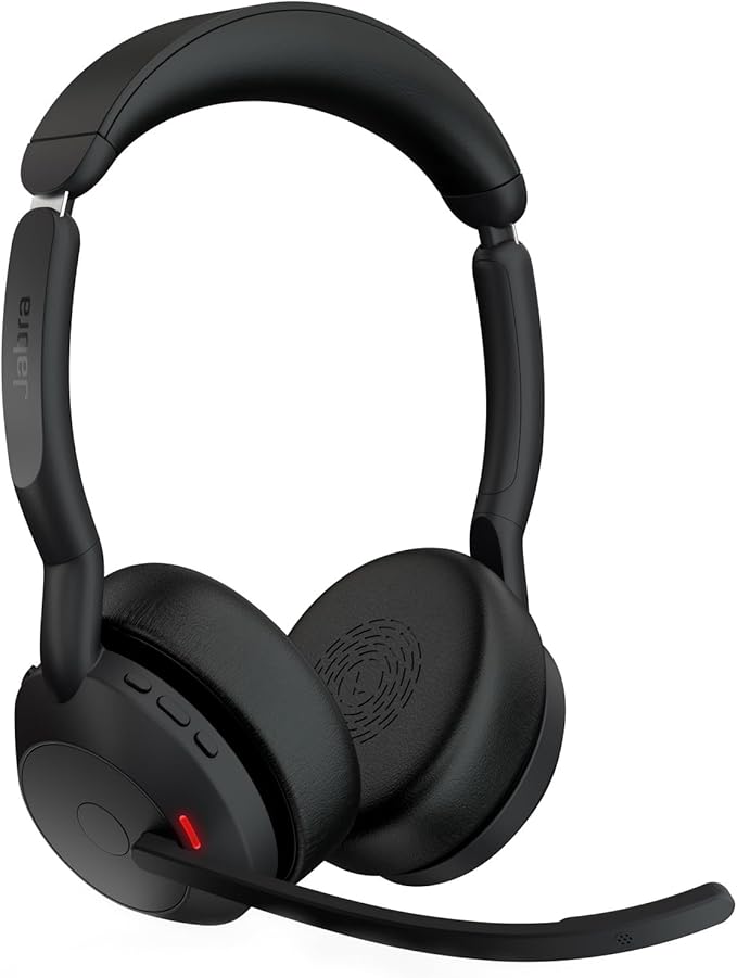Jabra Evolve2 55 Wireless Stereo Headset with Charging Base, Jabra Air Comfort, Noise Cancelling Mics and ANC Works with UC Platforms such as Zoom and Google Meet - Black - Image 1