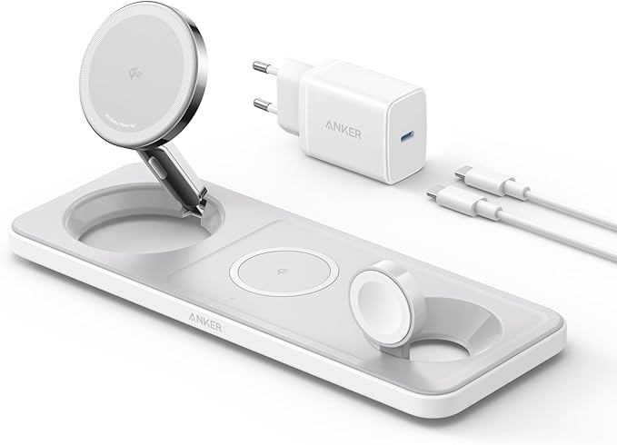 Anker iPhone 15W Induction Charger 3-in-1 Foldable Ultra Fast Qi2 Certification Induction Charging Station for iPhone 17/16 Series, AirPods, Apple Watch (USB-C Charger and Cable Included) - Image 1