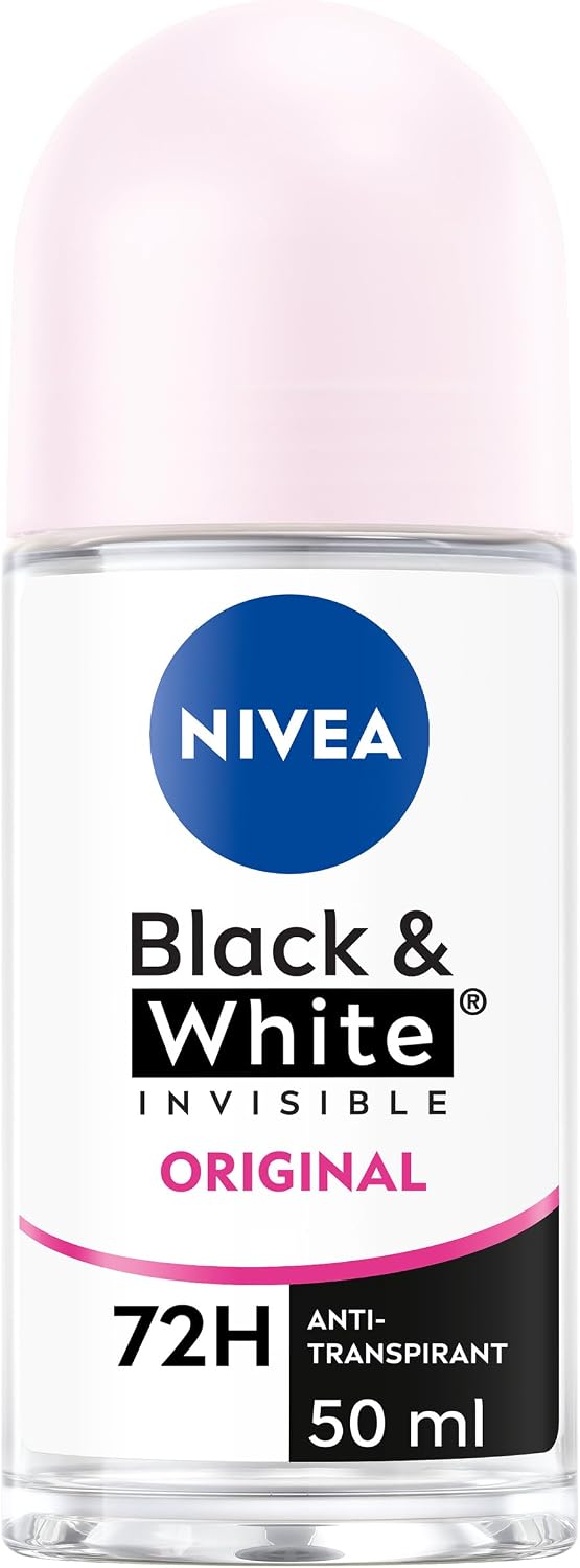 NIVEA Déodorant Bille Black & White Invisible (1 x 50ml), déodorant femme anti-traces blanches et jaunes, anti-transpirant anti odeur & humidité, protection efficace 72 h, sans alcool - Image 1