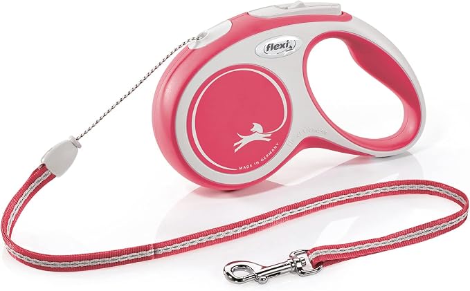 Flexi, New Comfort Model Leash, Cord Version, Extra Strong Strap, Advanced Guide System, Adjustable Handle for Sizes M and L, Made in Germany, Red, S - 5 m - Image 1