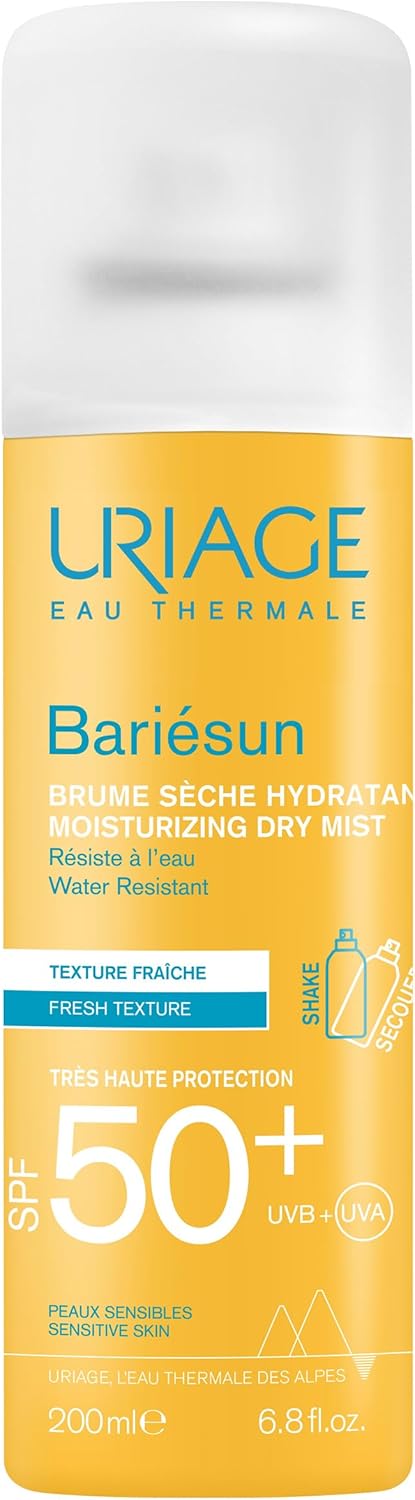 Uriage Bariesun Brume Solaire Sèche Hydratante SPF50+ - Haute Protection UVA/UVB & Lumière Bleue - Spray Corps Facile à Appliquer - Résistant à l'Eau - Effet Léger, Frais - Peaux Sensibles - 200ml - Image 1