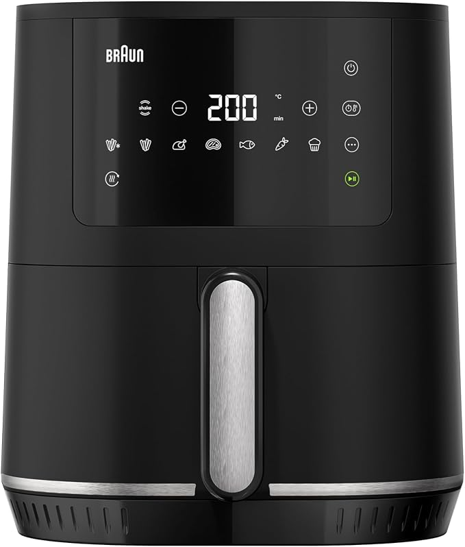 Braun MultiFry 3 HF3030IBK, Air Fryer with 4.3L Capacity, 80-200° Digital Temperature Control, RealAir Technology, 8 Preset Programs, Touch Control, 1500W, Matte Black - Image 1