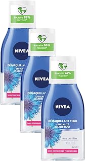 NIVEA Démaquillant Yeux Double Action au Bleuet (1 x 125 ml), nettoyant visage enrichi en eau purifiée, soin visage femme pour tous types de peaux, format voyage (Lot de 3) - Image 1
