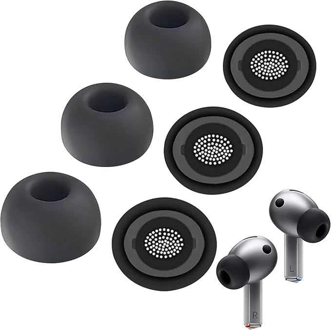 Silicone Earbuds for Galaxy Buds Pro 3 - Silicone Tips for Samsung Buds Pro 3, Compatible with Samsung Galaxy Buds Pro 3 Replacement Accessories, L/M/S (3 Pairs) Black - Image 1