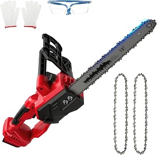 Tronçonneuse sans fil compatible pour Milwaukee 18 V (sans batterie),scie à élaguer sans balais avec 2 chaînes de rechange,mini tronçonneuse avec lunettes et gants pour couper du bois - Image 1