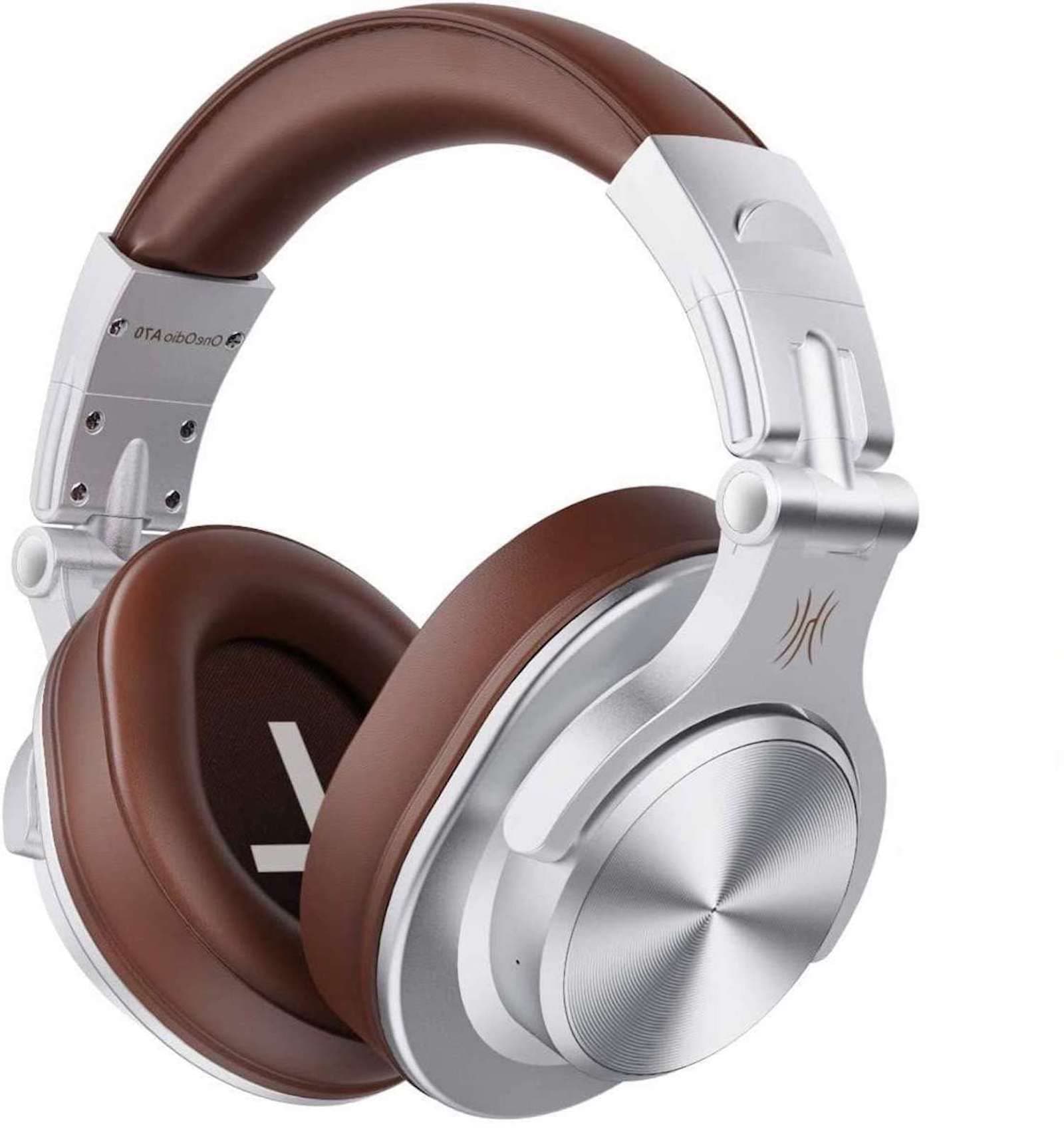 OneOdio BT5.2 Wireless Bluetooth Headphones with 72 Hours A70, Noise Reduction CVC 8.0, 3 Cables, Lightweight Comfortable, Foldable, Music Sharing, Compatible Phone, DJ, Piano, Guitar (Silver)