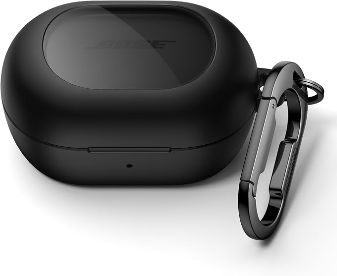 SURITCH Case Compatible with Bose QuietComfort Earbuds (2024), Magnetic Anti-Shock Protective Cover for Headphones with Cleaning Kit and Karabiner Key Loop (Black) - Image 1