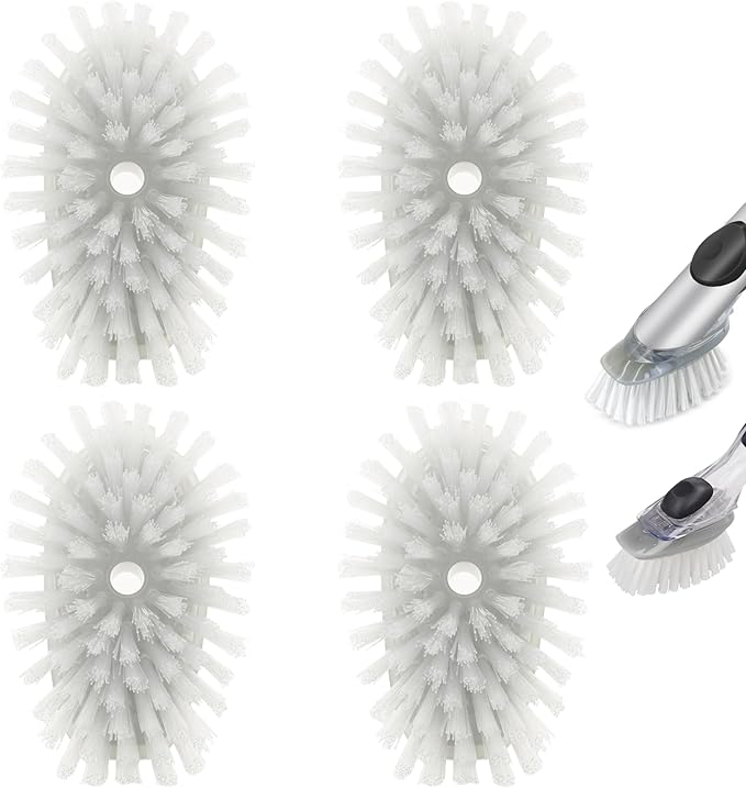 OXO Dish Brush Refills for Dish Brush and Soap Dispenser Replacement for Scrubbing Brush (4 Pack) (Grey) - Image 1