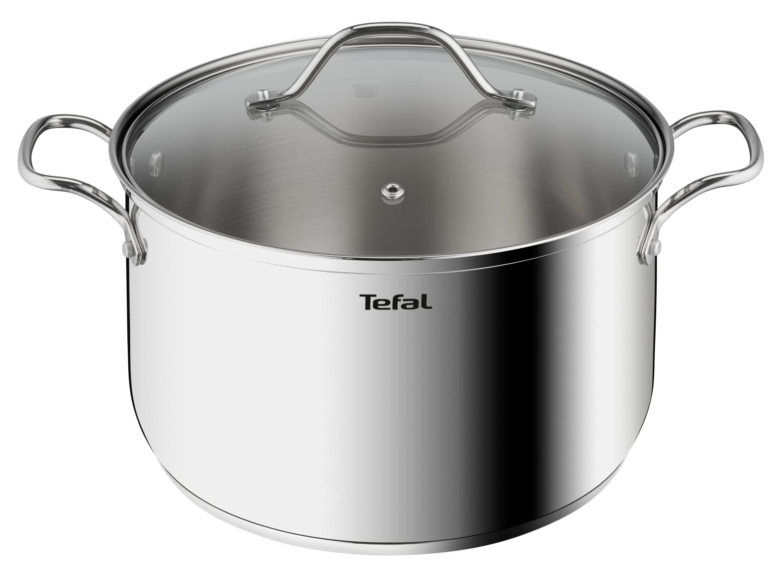 Tefal Intuition XL B8646304 Large Stainless Steel Cooking Pot 26 cm / 6.5 L, Induction, 5 Year Warranty, Premium 18/10 Stainless Steel, Size XL, Sturdy Handles, Glass Lid - Image 1
