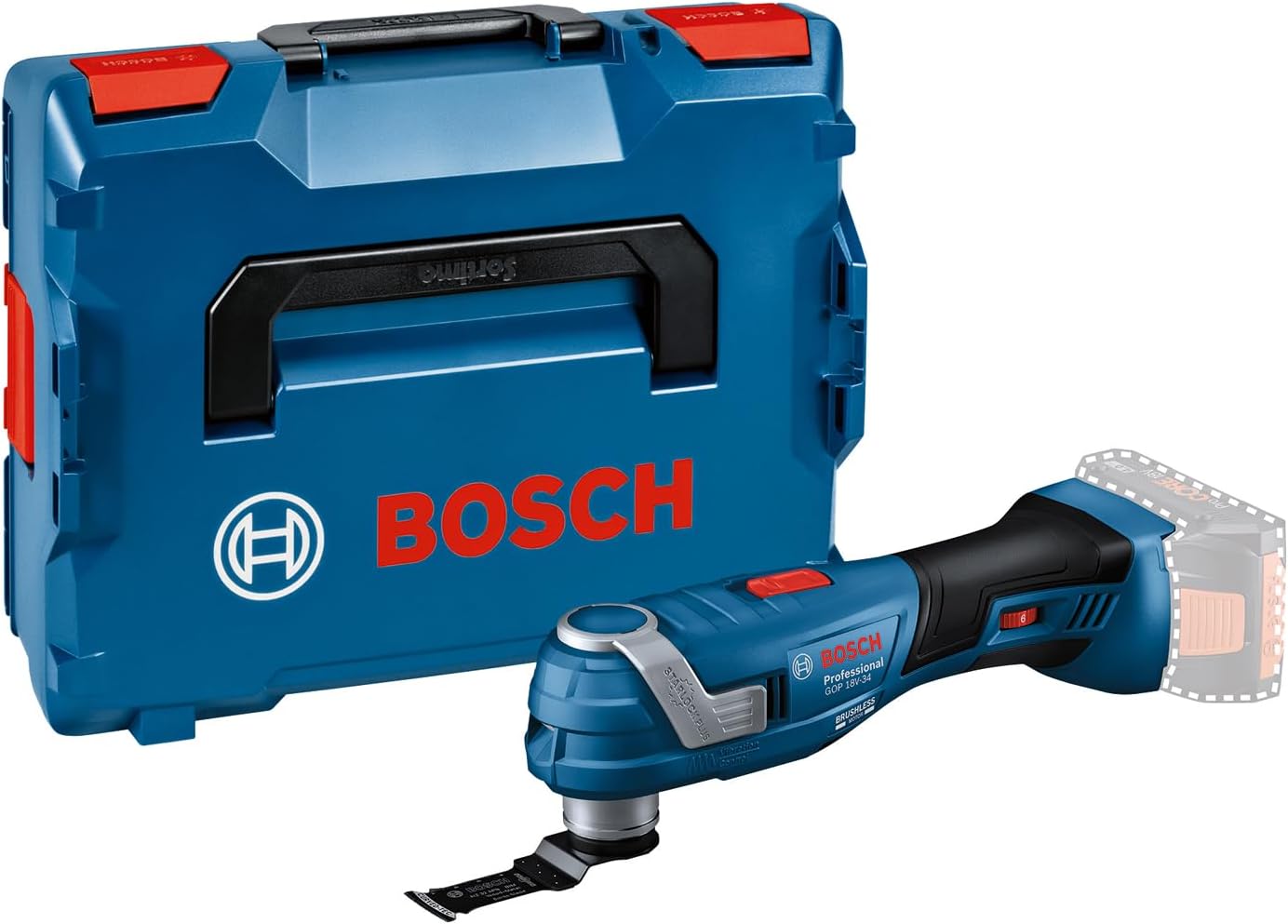 Bosch Professional 18V System découpeur-ponceur sans-fil GOP 18V-34 (moteur sans charbon, Vibration Control, poignée fine de 180 mm, avec 1 lame de scie, dans L-BOXX) - Image 1