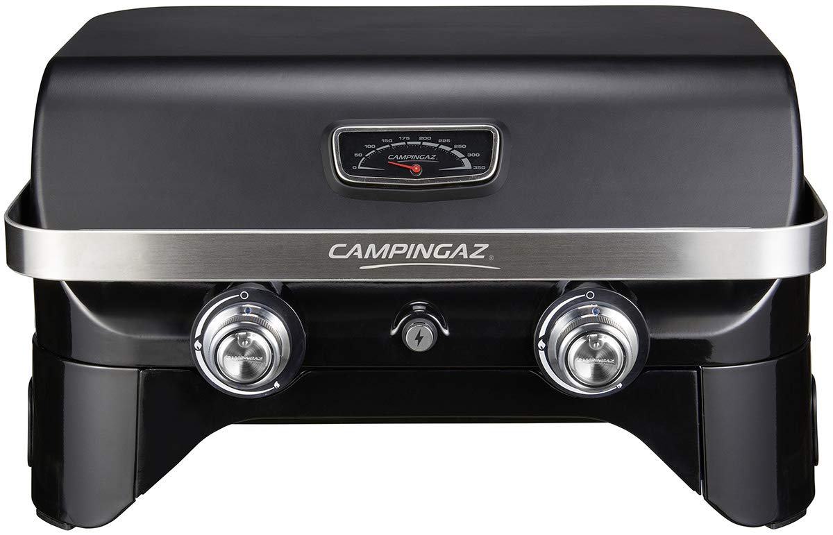 Campingaz Attitude 2100 LX Portable Table Gas Barbecue with 2 Steel Burners 5kW Power Camping Gas Barbecue with Warming Grill, Thermometer, Cast Iron Grill and Griddle - Image 1