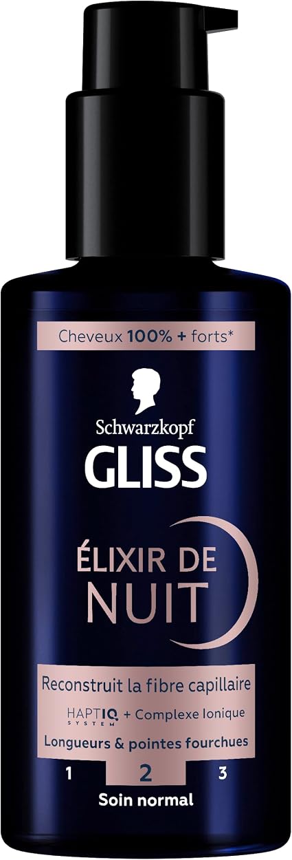 GLISS - Schwarzkopf - Night Elixir - Rebuilds hair fibre - Haptiq System - Ionic Complex -Lengths & Split Ends - 100% Stronger Hair - Intense Care - No Rinse - 100ml - Image 1