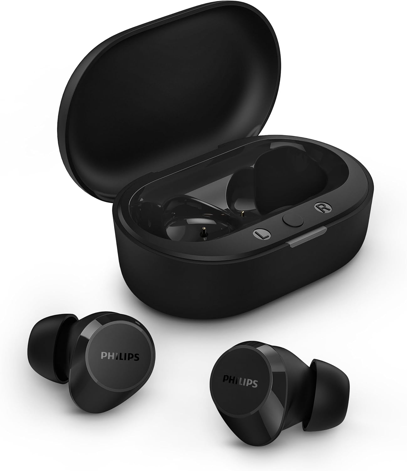 Philips TAT1209BK True Wireless in Ear Bluetooth Headphones - Small Buds. Great Value Natural Sound. Dynamic Bass, Pocket-Sized Charging Case, Clear Calls - Black - Image 1