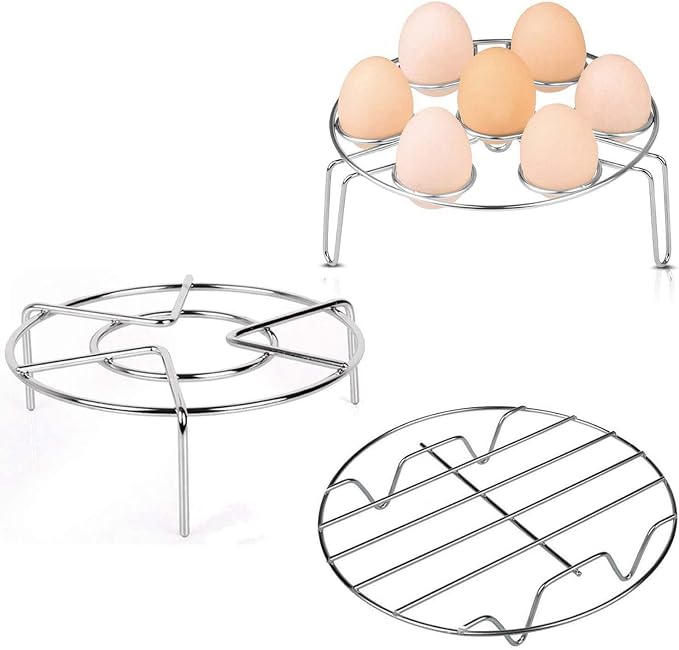 CHICHENG Steamer Rack Set for Instant Pot Accessories, Stainless Steel Steaming Rack for Instant Pot, Egg Steam Rack Stand Cooking Food Holder Air Fryer Accessory for Pressure Cooker (3 Steam Rack) - Image 1
