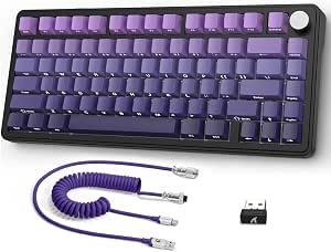 AJAZZ x Attack Shark X85 Mechanical Keyboard, 75% Wireless Gaming Keyboard with Knob, 5-Layer Padding, PBT Side-Printed Keycap, BT5.1/2.4 GHz/USB-C, Hot-Swap Linear Switch, RGB, NKRO, for PC, Mac - Image 1