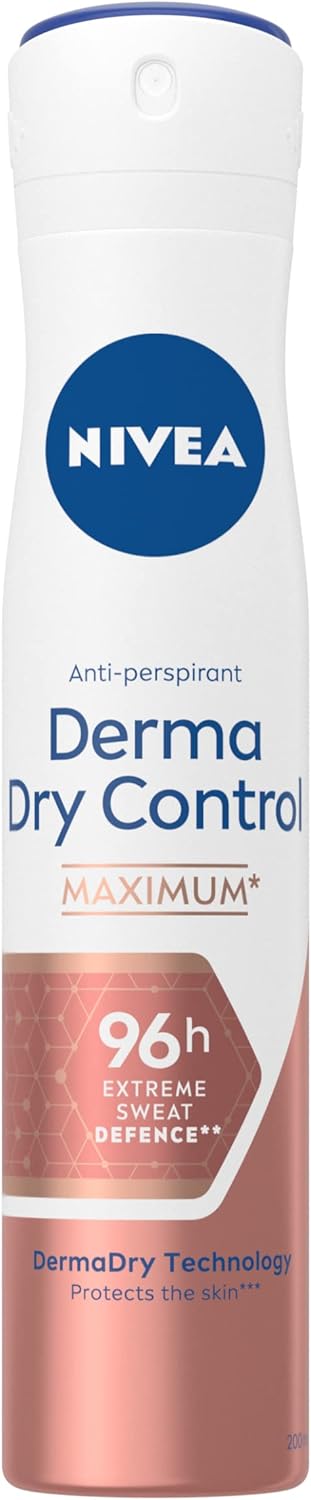 NIVEA Derma Control 96 h Déodorant spray (1 x 200 ml), Détranspirant contre la transpiration excessive, l’humidité et les odeurs, cliniquement approuvé, Déodorant femme à la formule brevetée - Image 1
