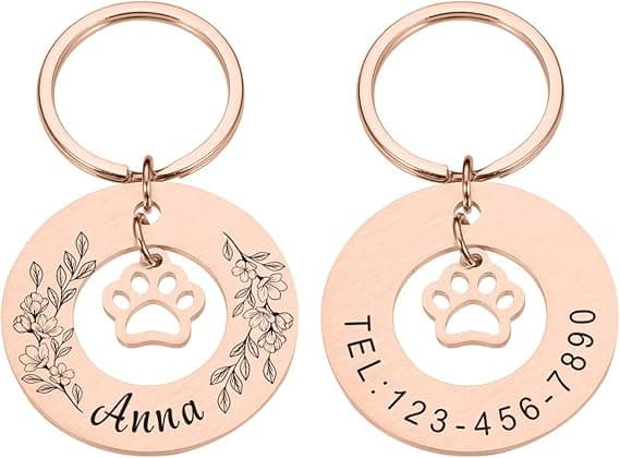 krui Collares Para Perros Personalizados,Placa Perro Grabada,Chapa Perro Personalizada,Seresto Collar Perro,Placa Identificativa Perro,Pajarita Perro Boda (Rose Gold)