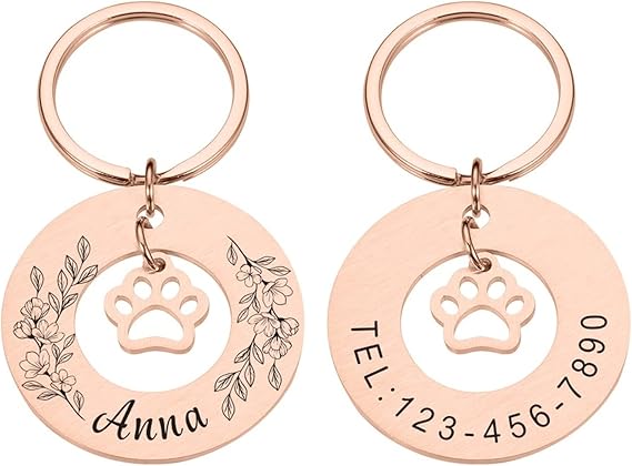 krui Collares Para Perros Personalizados,Placa Perro Grabada,Chapa Perro Personalizada,Seresto Collar Perro,Placa Identificativa Perro,Pajarita Perro Boda (Rose Gold) - Image 1