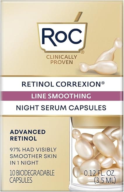 RoC - Retinol Correxion Soin Lissant Sérum Nuit - Anti-Rides et Vieillissement - Anti-Âge - Hydratant Raffermissant - 10 Capsules