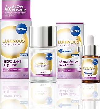 NIVEA Luminous 630 - Duo Skin Glow Exfoliating Radiance 100 ml + Radiance Serum 15 ml - Gently Exfoliates, Moisturizes & Refines Pores - Anti-Spot Face Care - Vegan - All Skin Types - 15 ml - Image 1