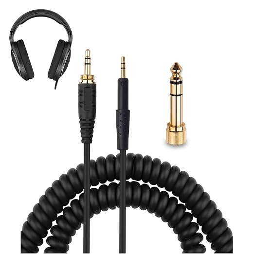 V-MOTA 10FT Replacement Coiled Aux Cable with 1/4" Adapter for Sennheiser HD599 HD598 HD518 HD558 HD579 HD569 Headphones - Image 1